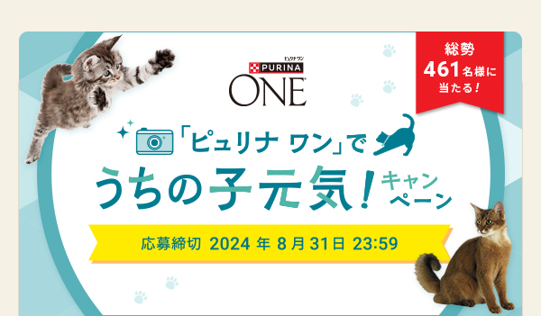 「ピュリナ ワン」うちの子元気キャンペーン 応募締切：2024年8月31日 23:59